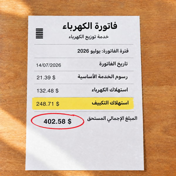 فاتورة كهرباء ومياه في الصيف