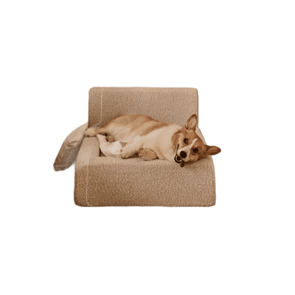 Real orthopedic dog bed with a mattress and a bolster frame