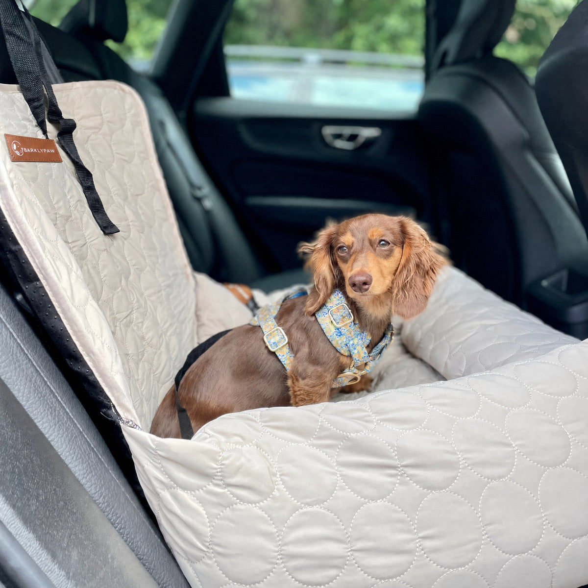 Cooling car bed for dogs on a car seat
