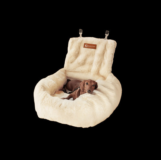 Luxurious car bed for dogs on a car seat