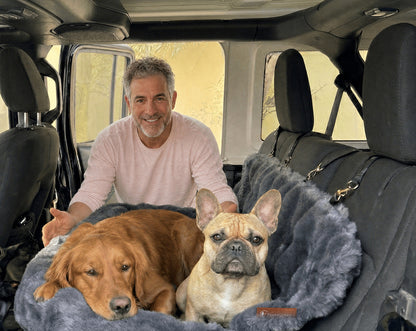 Luxurious car bed for dogs on a car seat