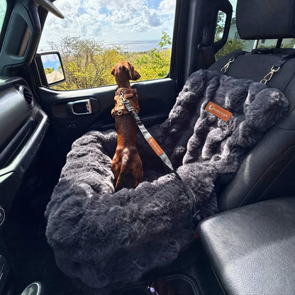 Luxurious car bed for dogs on a car seat