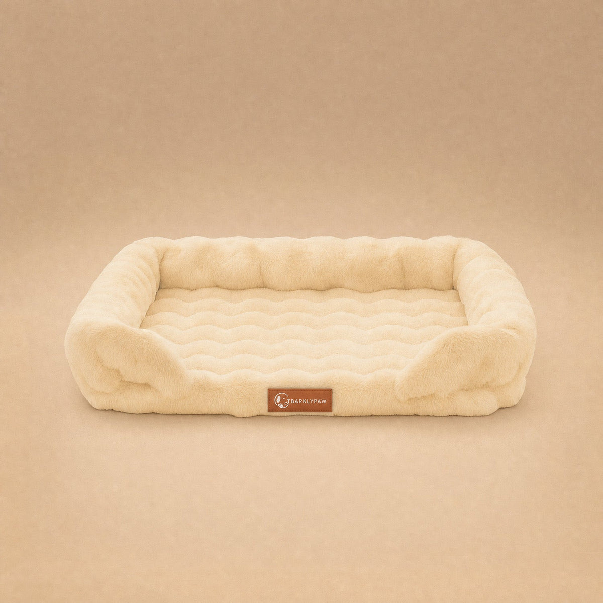 Luxurious orthopedic dog bed in a living room